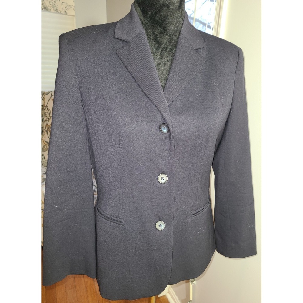 Talbots Blazer 8 Navy Blue Stretch Pocket Button Suit Jacket Career $199 Classic
